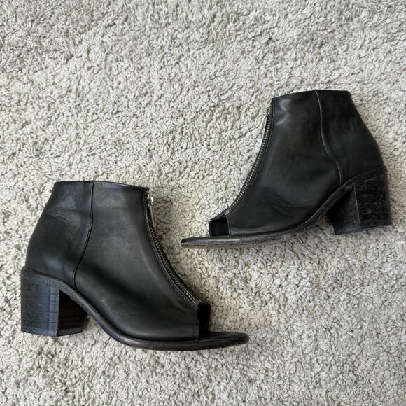 Diesel Chelsea Show Cox Booties Open Toe Zipper Boot Heel Womens 38 - Picture 1 of 11